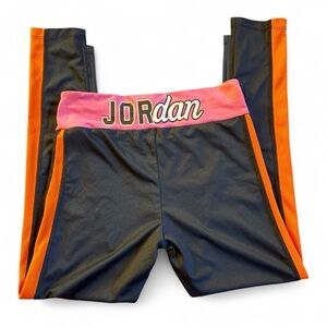 Jordan Kids' Black and Pink Leggings with Orange Accents